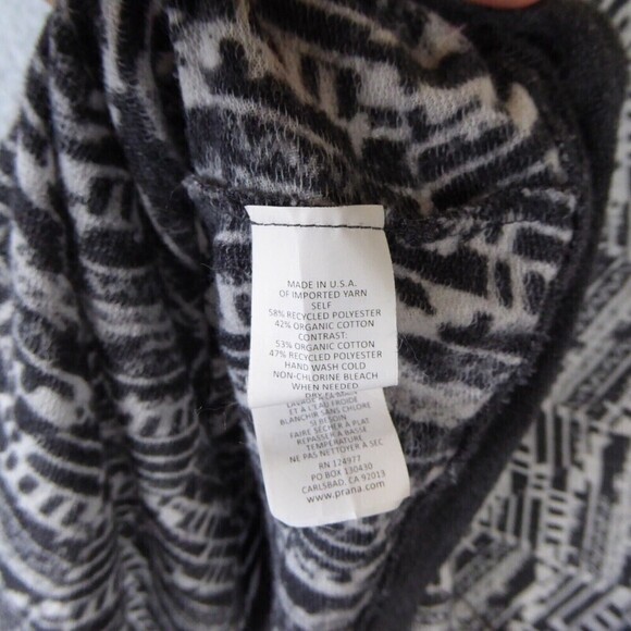 Prana Sweater Women's Medium Gray White Graceful Wrap Cardigan USA Made Breathe - Picture 9 of 11